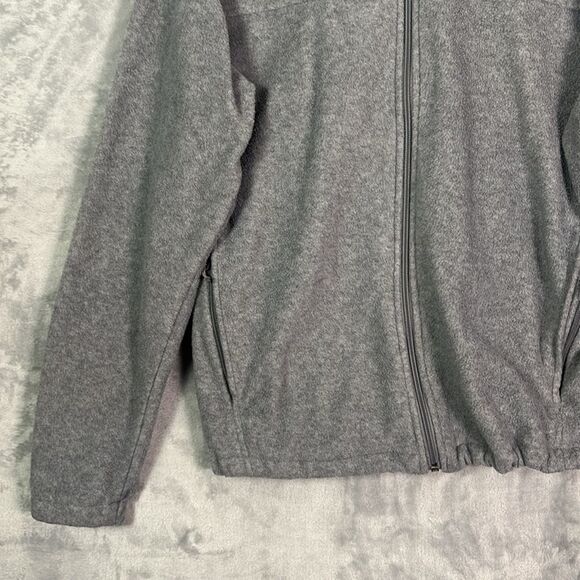 Columbia Grey Soft Full Zip Cinch Waist Zipper Pockets Fleece Jacket Size Medium - Picture 6 of 9
